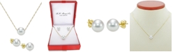 Macy's 2-Pc. Set Akoya Cultured Pearl (7mm) Pendant Necklace & Stud Earrings in 14k Gold